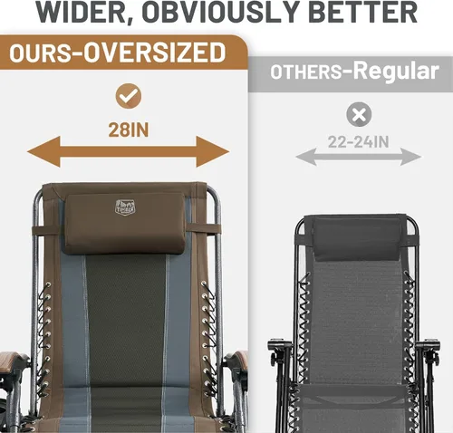 Vista 6 de Timber Ridge Oversized Zero Gravity Chair, Padded Reclining Lounge Chair with Adjustable Headrest & Cup Holder, Heavy Duty Support 350 lbs, Foldable