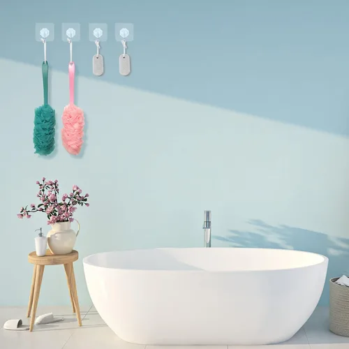 Vista 6 de Limpiador de espalda para ducha, cepillo de espalda de mango largo para ducha, esponja de malla de nailon suave para ducha, lufa en un palo
