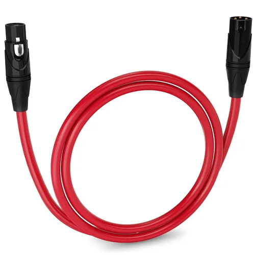 Vista 48 de LyxPro Cable de micrófono XLR hembra a macho de ángulo recto de 3 pines de 1.5 pies para altavoces amplificados, interfaz de audio, rendimiento