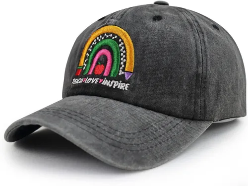 Vista 2 de Gorra de béisbol Teach Love Inspire para hombres, mujeres y profesores, regalo divertido para profesores, sombreros bordados de algodón ajustables