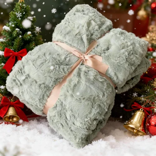 Vista 6 de COZYART Manta Sherpa de piel sintética esponjosa sin pelusa para sofá, color verde salvia, 50 x 60 pulgadas, forro polar sherpa, reversible, suave
