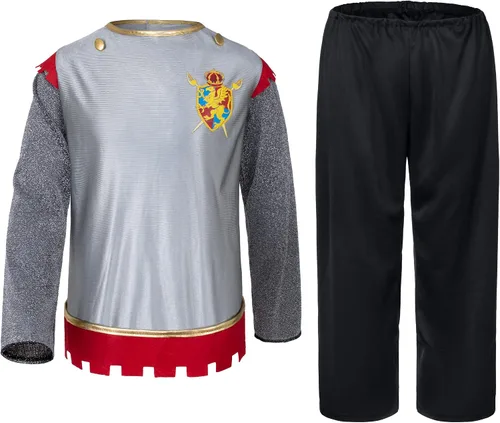 Vista 6 de Elibelle Disfraz medieval de caballero romano renacentista para niños con escudo y espada de espuma