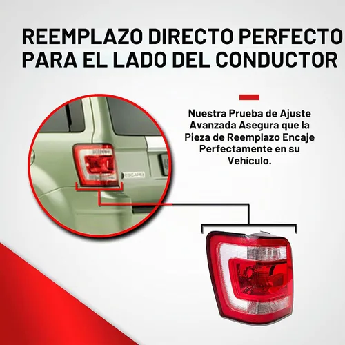 Vista 6 de Conjunto de luces traseras para Ford Escape 2008 2009 2010 2011 2012 – Compatible con el lado del conductor de las luces traseras de escape