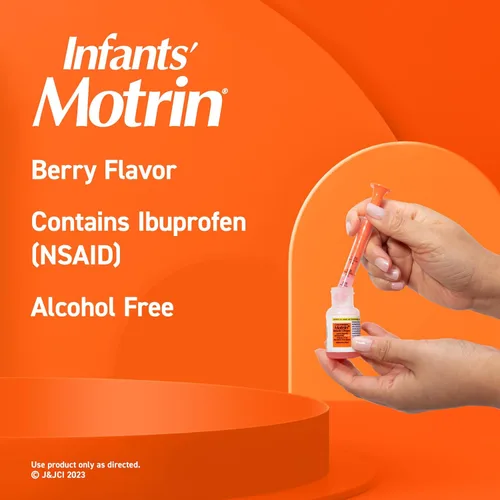 Vista 3 de Infants' Motrin Suspensión Oral Concentrada Gotas de Medicina Líquida de Ibuprofeno, AINE Reductor de Fiebre y Analgésico para Bebés, Sin Alcohol