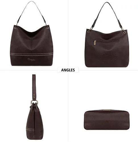 Vista 74 de Wrangler Hobo - Bolsas para mujer de cuero vegano con asa superior, bolsos de hombro y bolsos