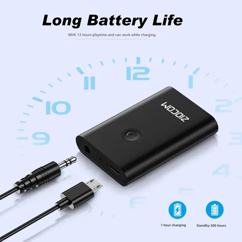 Vista 6 de Receptor transmisor Bluetooth, adaptador inalámbrico 2 en 1 para audio, adaptador auxiliar Bluetooth para TV, PC, MP3, gimnasio, avión, barco