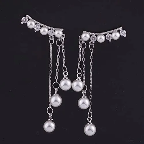 Vista 6 de Crawler - Pendientes de cadena con forma de gota, 7 cristales, para mujeres y niñas