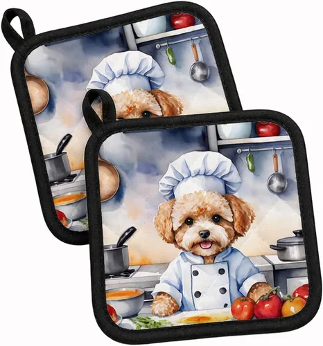 Vista 97 de Caroline's Treasures Coton de Tulear El Chef Par de Agarraderas de Ollas de Cocina Resistentes al Calor Juegos de Agarraderas de Ollas Almohadillas