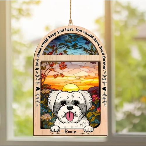 Vista 359 de LOVELYPOD Adorno de Navidad personalizado de sabueso afgano, atrapasoles con nombre, regalos de pérdida de mascotas, regalos para amantes