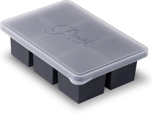 Vista 9 de W&P Cup Cubes - Bandeja de silicona para congelador con tapa, azul, hace 4 porciones perfectas de 1 taza, congela y almacena sopa, caldo, salsa