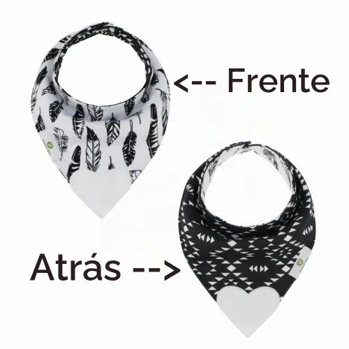 Vista 3 de Pickle & Olive Baberos reversibles para dentición para bebés, mordedor en forma de corazón, monocromático, juego de 2