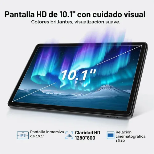 Vista 3 de 10.1 Inch Android 16 Tablet, 12GB + 64GB, Helio G80 for Home Use, WiFi