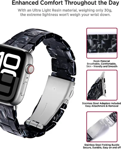 Vista 2 de Miimall Women Resin Bands for Apple Watch Series 10 9 8 7 6 5 4 3 2 1 Ultra SE Colorful Dressy Cute Classy Lightweight Comfort 38mm 40mm 41mm 42mm