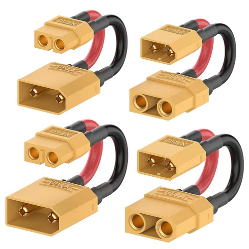 Vista 8 de XT30 a EC3 Adaptador Conector Macho Hembra para RC FPV Drone Coche Cargador de Batería Lipo NiMH ESC (Paquete de 4) Adecuado para RC FPV Drone Car