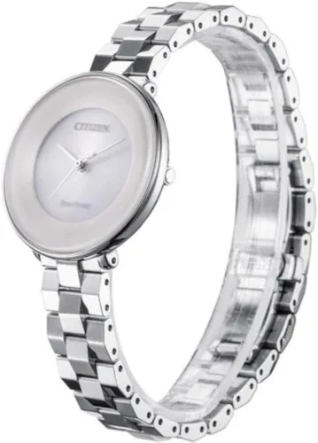 Vista 4 de Citizen Reloj analógico con esfera blanca para mujer, EM0600-87A, Plateado
