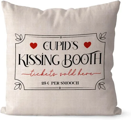 Vista 14 de Fundas de almohada de San Valentín de 16 x 16 pulgadas, con texto en inglés «All Because Two People Fell in Love», fundas de almohada de lino