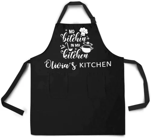 Vista 4 de Delantal de cocina con nombre personalizado para mujeres y hombres