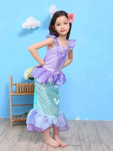 Vista 6 de Little Girls Princess Mermaid Costume for Girls Dress Up with Accessory for Christmas Birthday Party Supplies