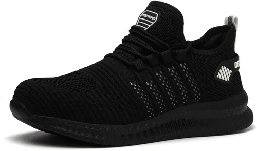 Vista 7 de Kezhiho Zapatos de trabajo con punta de acero para hombre, ligeros, cómodos, antideslizantes, a prueba de pinchazos, zapatos de seguridad