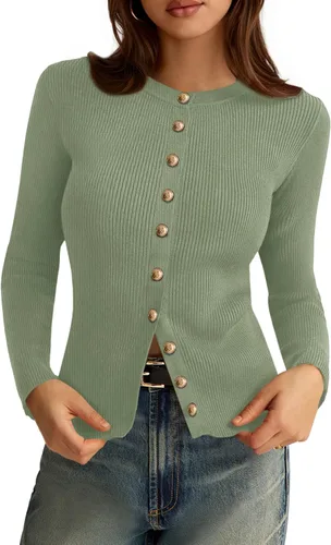 Vista 14 de PRETTYGARDEN Suéteres tipo cárdigan ligeros de otoño para mujer Marrón