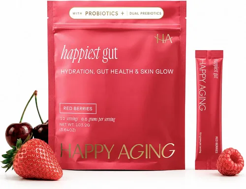 Vista 9 de Happy Aging Happiest - Polvo de hidratación intestinal - electrolitos + probióticos + prebióticos duales + ácido hialurónico - Equilibrio