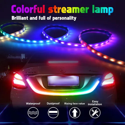 Vista 3 de x xotic tech Tira de luces LED flexibles multicolor de flujo secuencial, luces direccionales de circulación diurna, cola de freno, reversa, luz