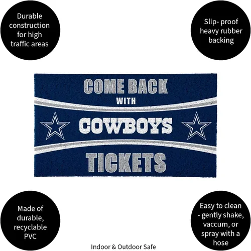 Vista 4 de Team Sports America NFL Dallas Cowboys Entrada interior y exterior 28 x 16 pulgadas Parte trasera antideslizante Tapetes de bienvenida