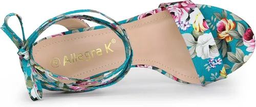Vista 4 de Allegra K Sandalias de tacón de bloque para mujer con cordones