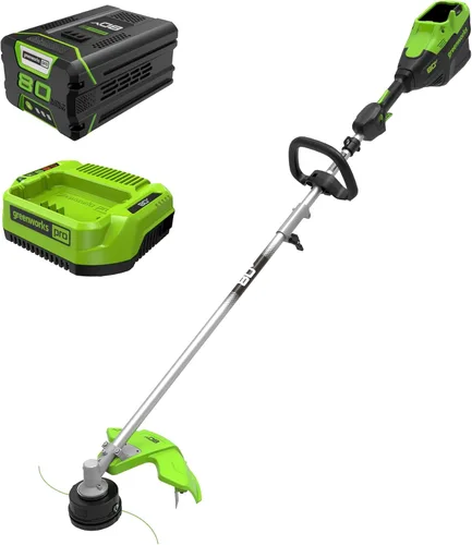 Vista 11 de Greenworks Recortadora inalámbrica sin escobillas de 80 V y 16 pulgadas con batería de 2.0 Ah y cargador rápido - Línea doble de 0.080 pulgadas