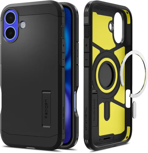 Vista 24 de Spigen Tough Armor MagFit Funda Diseñada para iPhone 15 (2023) [Soporte] [Protección de Grado Militar] Compatible con MagSafe - Negro