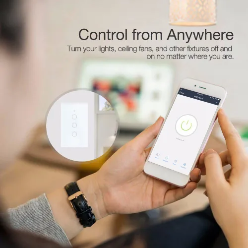 Vista 4 de Tuya WiFi Smart Wall Light Switch Pantalla de cristal Panel de sensor táctil Control eléctrico inalámbrico por control de voz Negro 1 banda