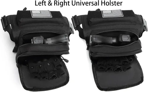 Vista 4 de Bolsa Táctica de Motocicleta para Pierna con Funda de Muslo y Holster para Pistola de Hombres para Caza y Tiro al Blanco con Almacenamiento
