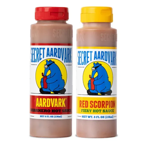 Vista 11 de Secret Aardvark Salsa picante Habanero – Pimientos habaneros y tomates asados, salsa picante medianamente especiada, salsa barbacoa, sin OGM, baja