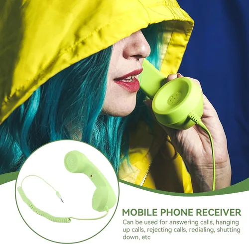 Vista 2 de Auricular retro para teléfono, teléfono celular con conector de 0.138 in, receptor de teléfono móvil, auriculares antiguos, receptor de mano
