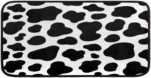 Vista 3 de Tapetes de cocina con estampado de vaca, color blanco y negro, acolchados, antifatiga, antideslizantes, lavables, para el hogar, oficina, fregadero