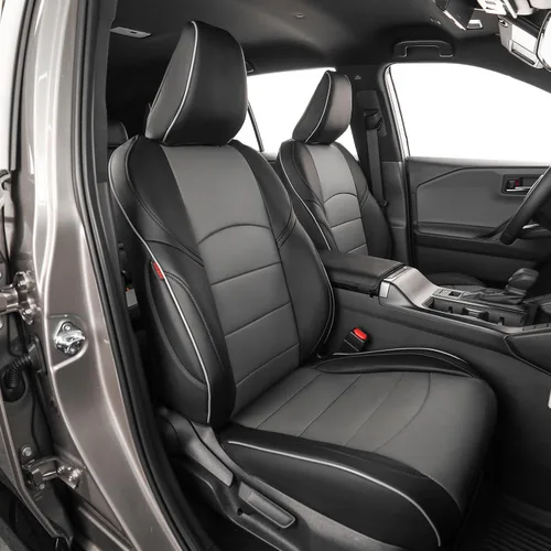 Vista 20 de EKR - Juego completo de fundas de asiento de cuero para automóvil de ajuste personalizado (color negro)
