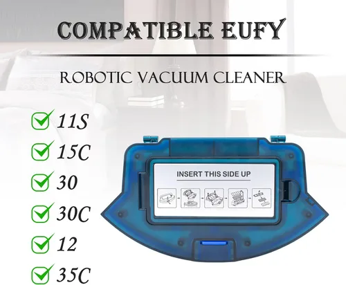 Vista 5 de Caja de basura de repuesto para aspiradora Eufy RoboVac 11S, 15C, 30, 30C, 35C, 25C, 12, 15T, 35C, G30