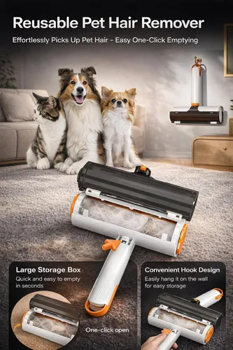 Vista 9 de Removedor de pelo de mascotas para muebles, herramienta reutilizable de eliminación de pelo de mascotas, removedor de pelo autolimpiante para sofá