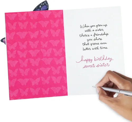 Vista 5 de Hallmark Tarjeta de cumpleaños exclusiva para hermana (mariposas)