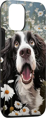 Vista 3 de Carcasa divertida para iPhone 14 con diseño de perro con margarita