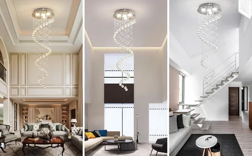 Vista 5 de AGV LIGHTING Candelabro moderno de cristal, colgante de 4 luces, 50 x 16 pulgadas de alto, blanco, interior, dormitorio, comedor, sala de estar D16