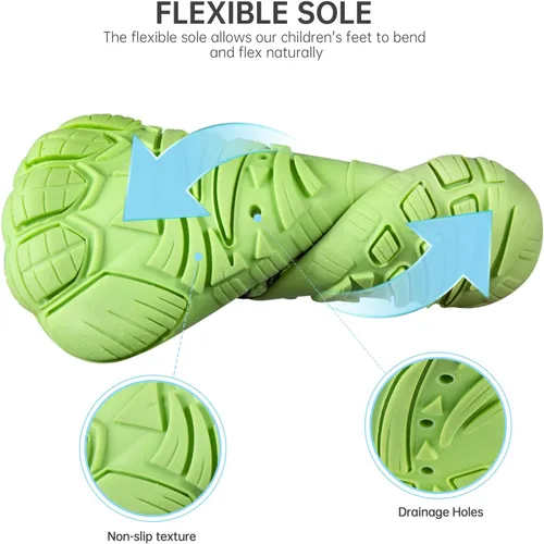 Vista 4 de SEEKWAY Zapatos de agua descalzos para niños, puntera ancha y zapatos de arena de secado rápido para niños pequeños para senderismo, natación
