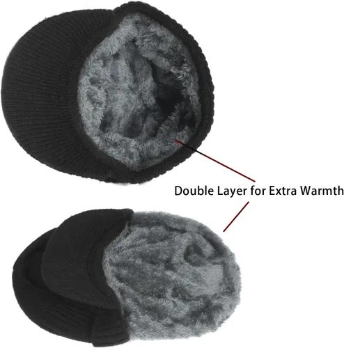 Vista 24 de Dahlia Gorro para hombre con visera - lana, sombrero de invierno con borde, forro polar