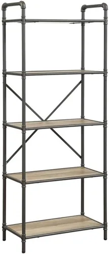 Vista 8 de Acme Itzel - Estantería rectangular de 3 niveles de madera en roble antiguo y gris arena