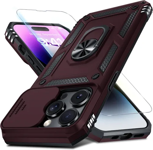 Vista 123 de Janmitta Funda para iPhone 8 Plus/7 Plus/6 Plus, Cubierta de Teléfono con Cubierta Deslizante Integrada para Lente de Cámara + Protector