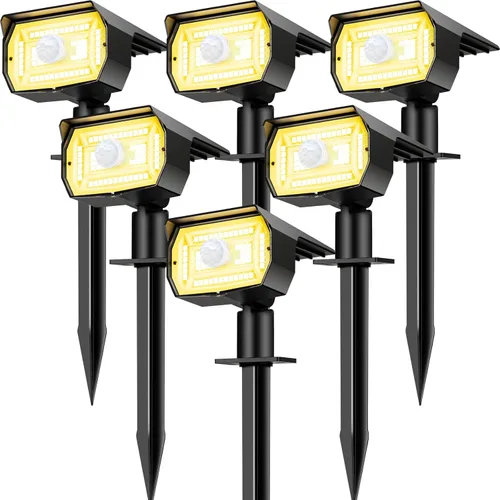 Vista 15 de nipify 1 paquete de luces solares para exteriores, impermeables, con sensor de movimiento, luces de punto con 3 modos, luces solares 2 en 1