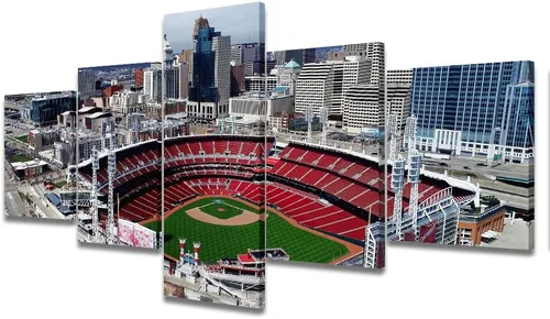 Vista 68 de Busch Stadium Baseball Home Decor St. Louis, Missouri Cityscape - Pósteres e impresiones artísticas de pared de 5 piezas de estadios de béisbol