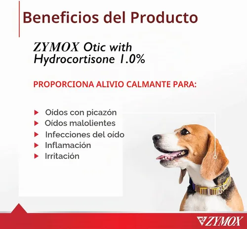 Vista 2 de Solución enzimática Otic para tratamiento de problemas de oído de mascotas con hidrocortisona de Zymox