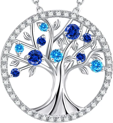 Vista 26 de Collar de árbol de la vida para mujer, collar de perlas esmeralda piedras natales de mayo, junio, para esposa, mamá, regalos de cumpleaños