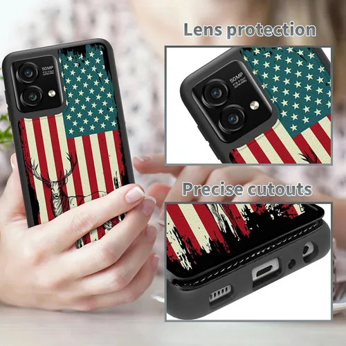 Vista 7 de Funda tipo cartera para Moto G Stylus 5G 2023 con soporte para tarjetas, bloqueo RFID, piel sintética, función atril, cierre magnético, funda
